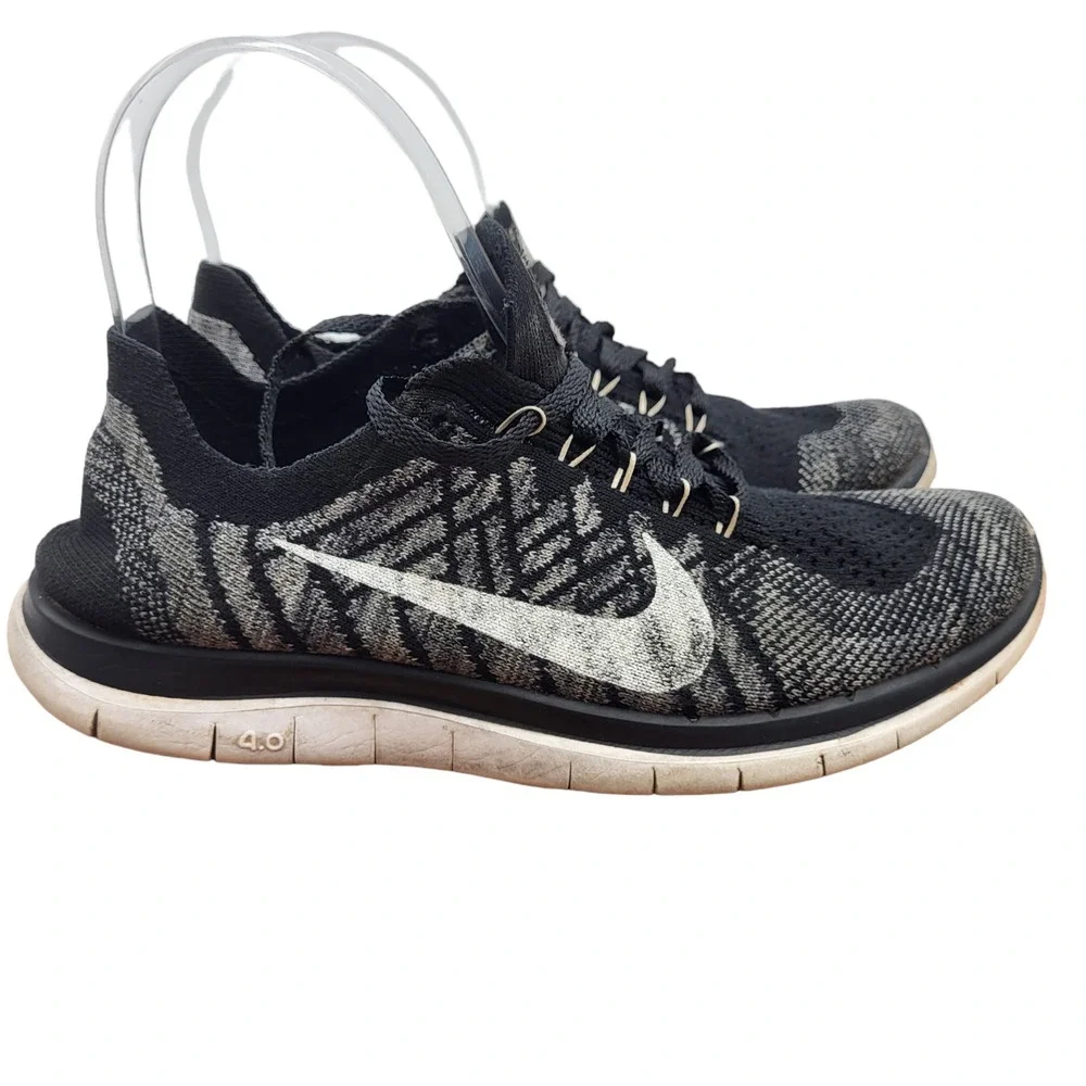 Nike Womens Free 4.0 Flyknit Running Shoes Womens 7‎ Black   717076-001 Sneakers